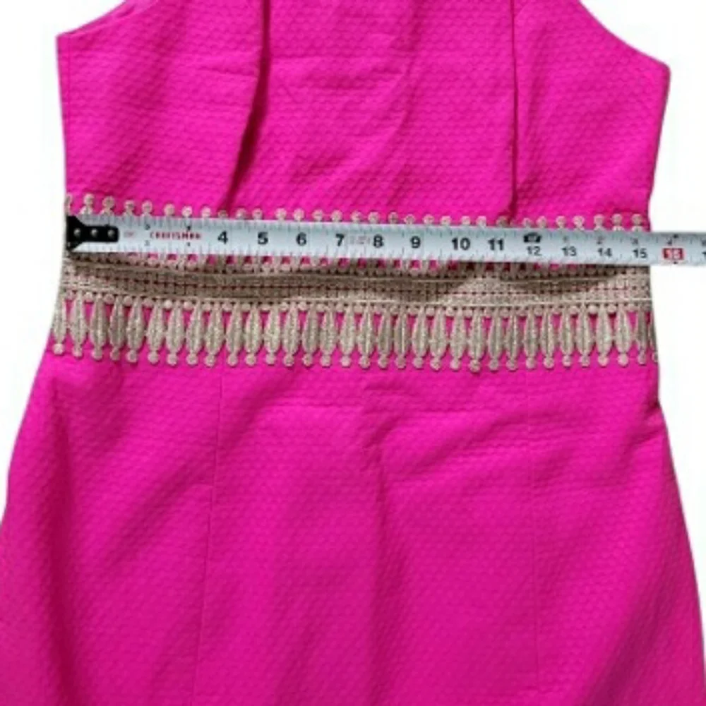 Lilly Pulitzer Ashlyn Pink Magenta Gold Shift Dress Sleeveless Summer Women 8 - Picture 10 of 14